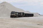 NS 9486 & 9931 sit tied down after bringing 69D in to the quarry